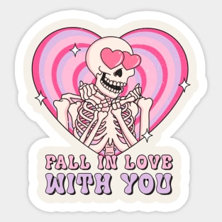Fall In Love With You Skeleton Love Sticker